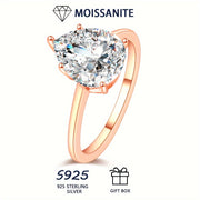Hypoallergenic Moissanite Engagement Ring Sterling Silver Pear-Shaped 3ct 2ct 1ct