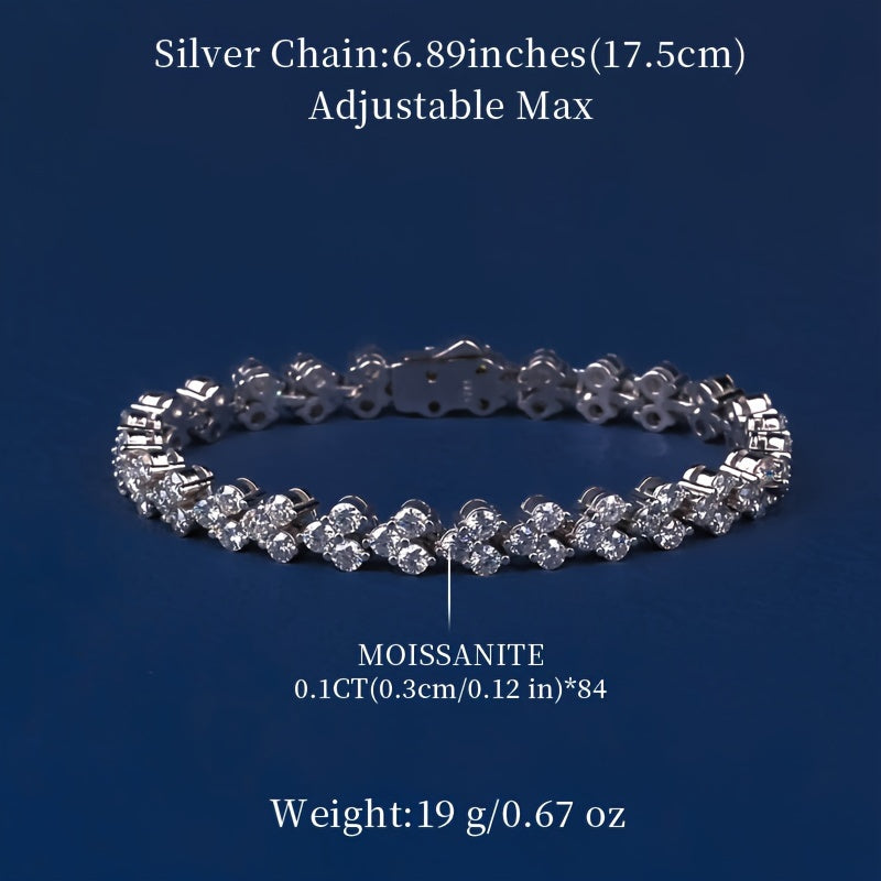 Sterling Silver Moissanite Starry Cluster Bracelet 0.1ct Engagement Wedding Jewelry