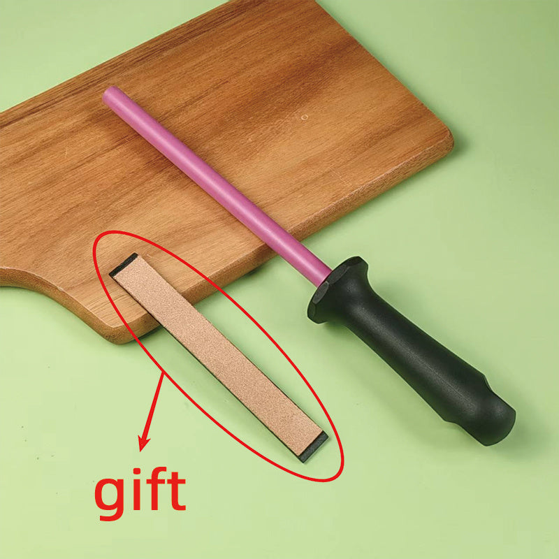Ceramic knife sharpener with steel rod for quick efficient kitchen sharpening