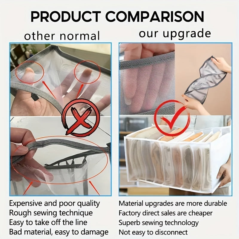 Foldable Cloth Closet Organizer Drawer for Jeans and T-Shirts, 7 Compartments