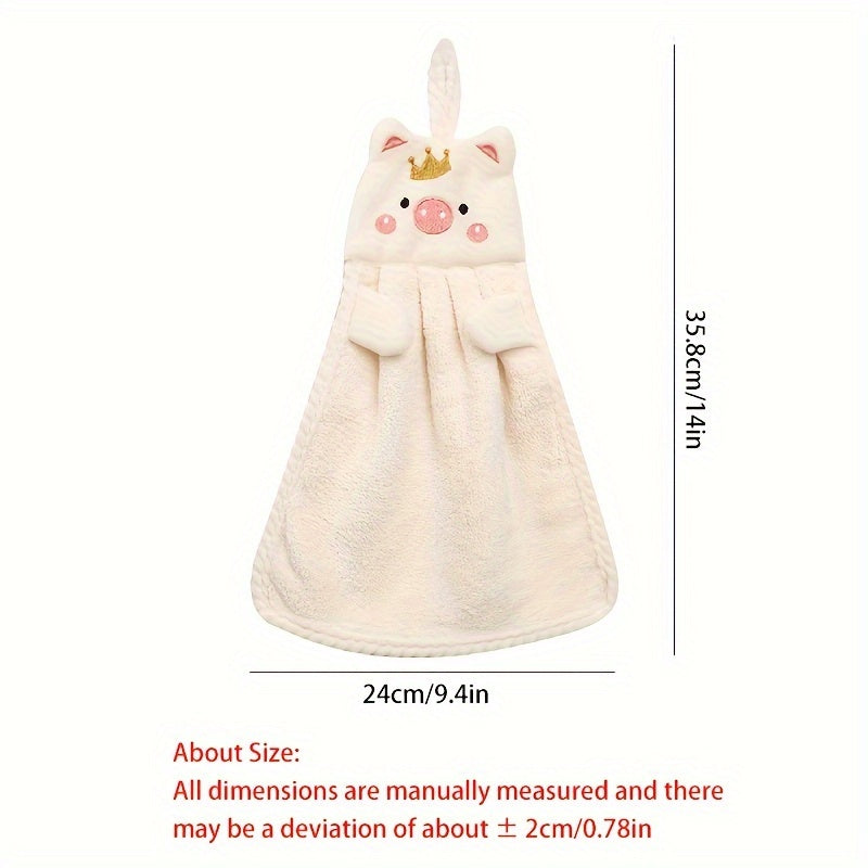 Chiroyli cho'chqa qo'l sochiqlari Coral Velvet bilan taxt dizayni bilan, hammom yoki oshxona bezaklari uchun osilgan suv o'tkazmaydigan yopishtiruvchi tishlar