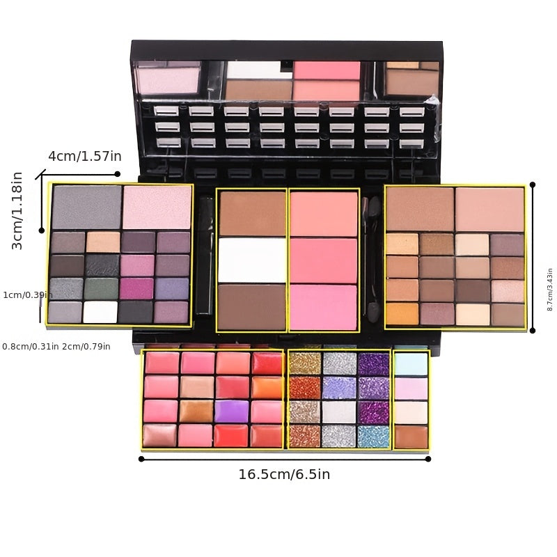 74-Color Makeup Palette with Matte and Pearl Eyeshadows Lip Gloss Concealer Blush and Highlighter