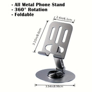 Universal Metal Phone and Tablet Holder 360° Rotating Foldable Desktop Stand for Devices 11.94-32.77 cm