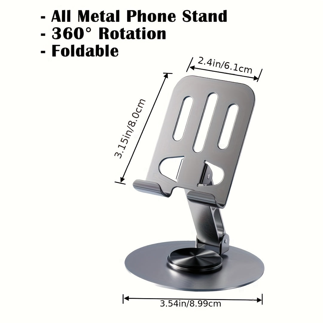 Universal Metal Phone and Tablet Holder 360° Rotating Foldable Desktop Stand for Devices 11.94-32.77 cm