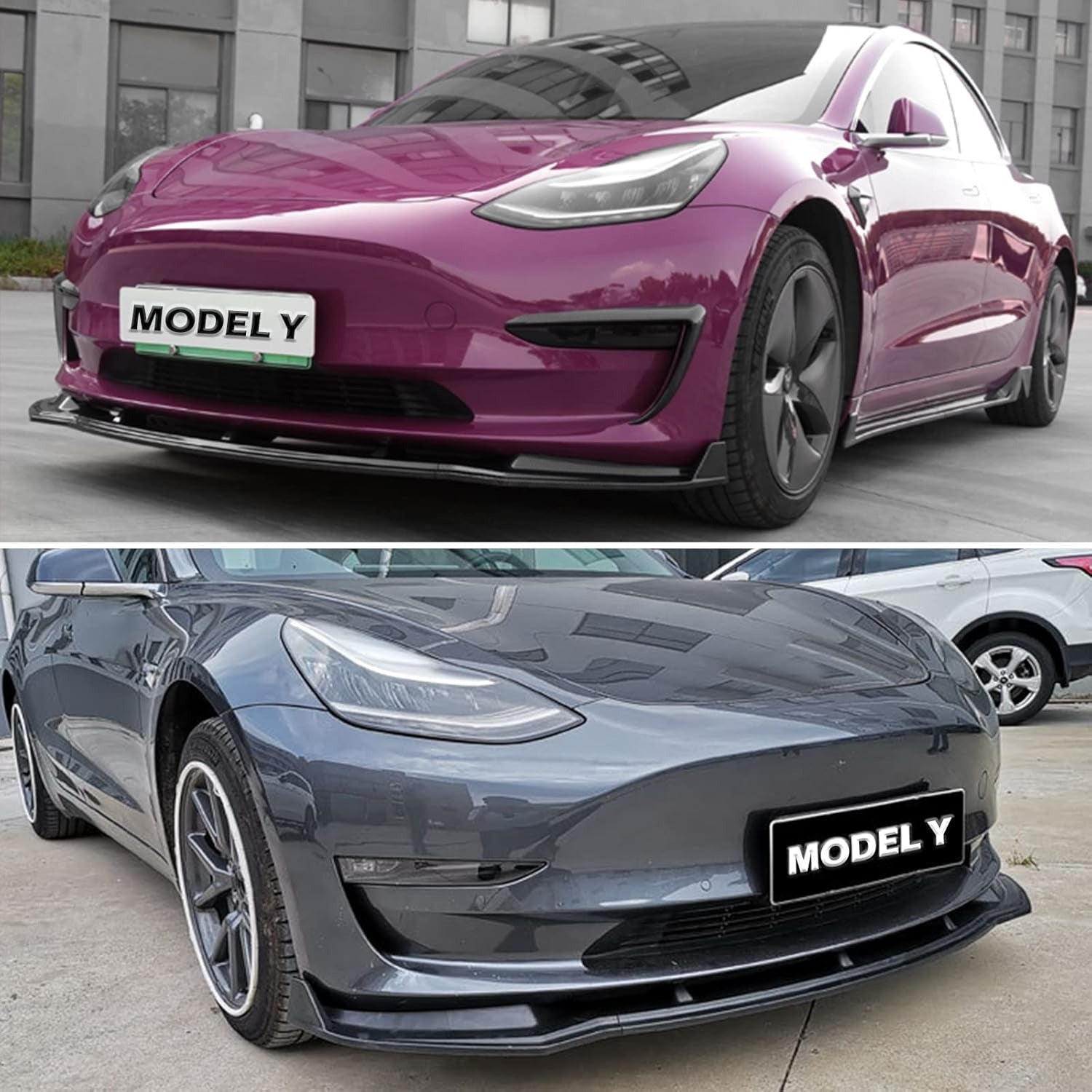 Front Bumper Lip Splitter Spoiler for Model Y Matte Black Compatible 2017-2024