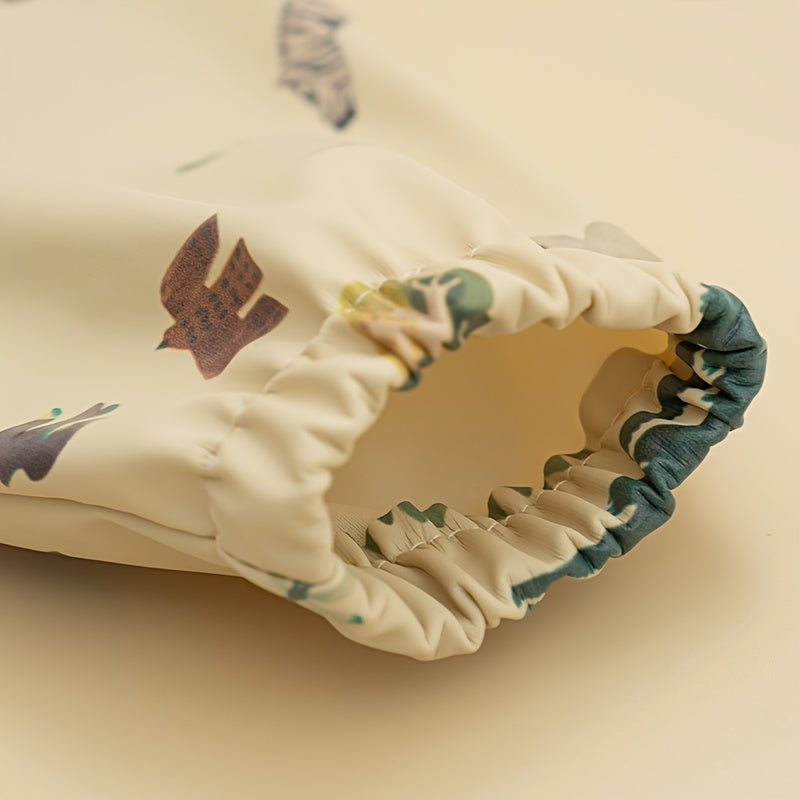 Unisex Baby Long Sleeve Bib Waterproof Debris Collection Pocket Toddler Feeding Apron