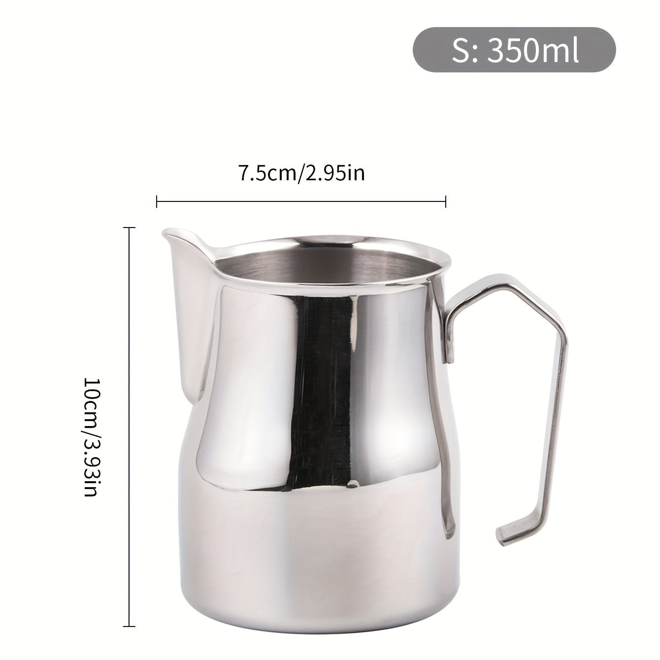 Stainless Steel Milk Frothing Pitcher with Pointed Mouth, Silver, Barista Art
