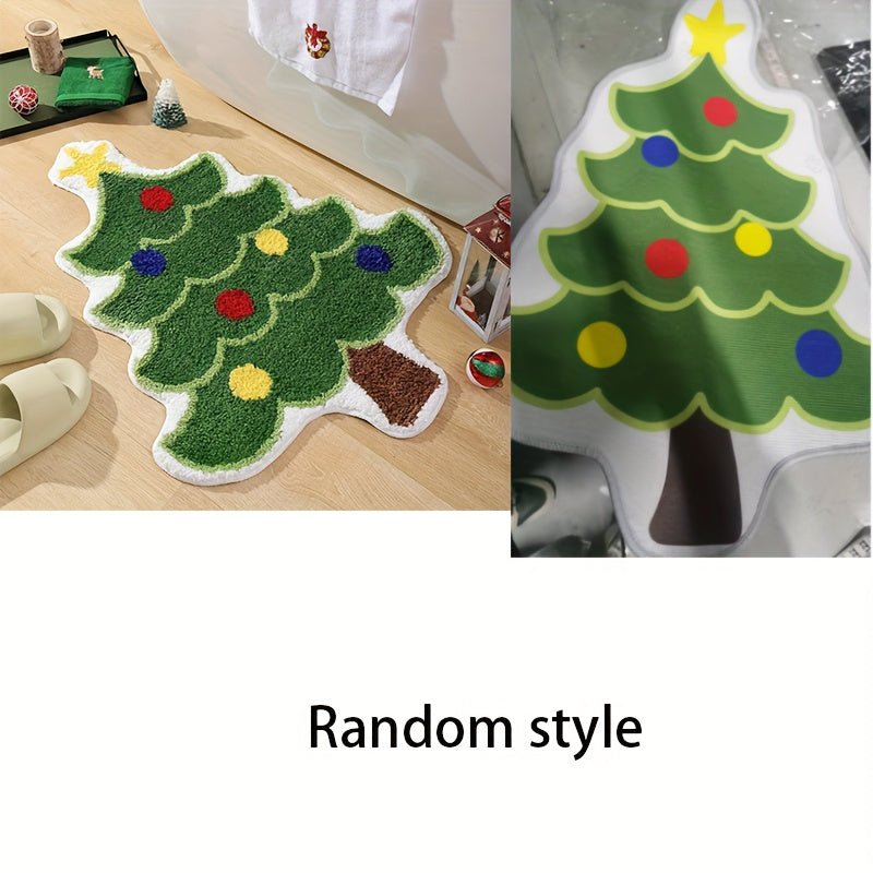 Christmas Tree Bathroom Mat Non-Slip Rug for Bathroom Living Room Entryway
