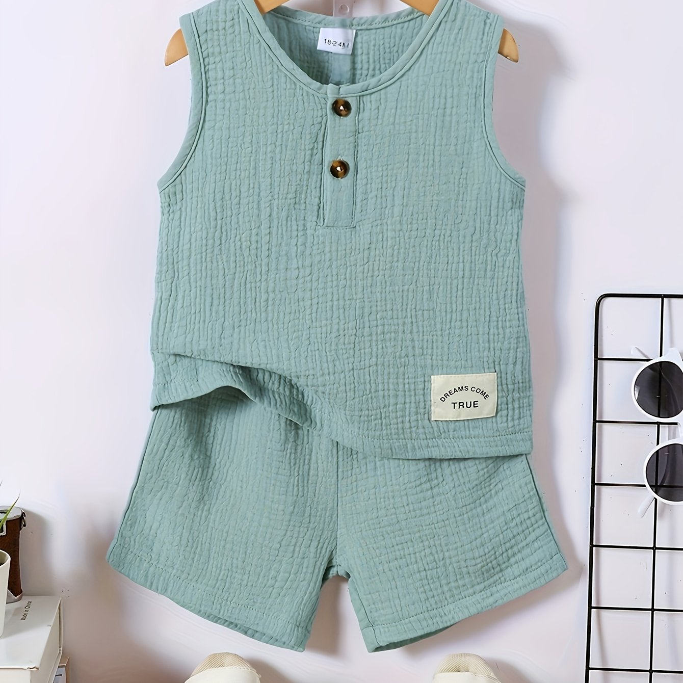 Toddler's Cotton Summer Outfit Sleeveless Top and Shorts Set for Outdoor Play