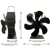 Portable Metal Fireplace Fan 6-Blade Non-Electric Air Circulator for Wood Stoves
