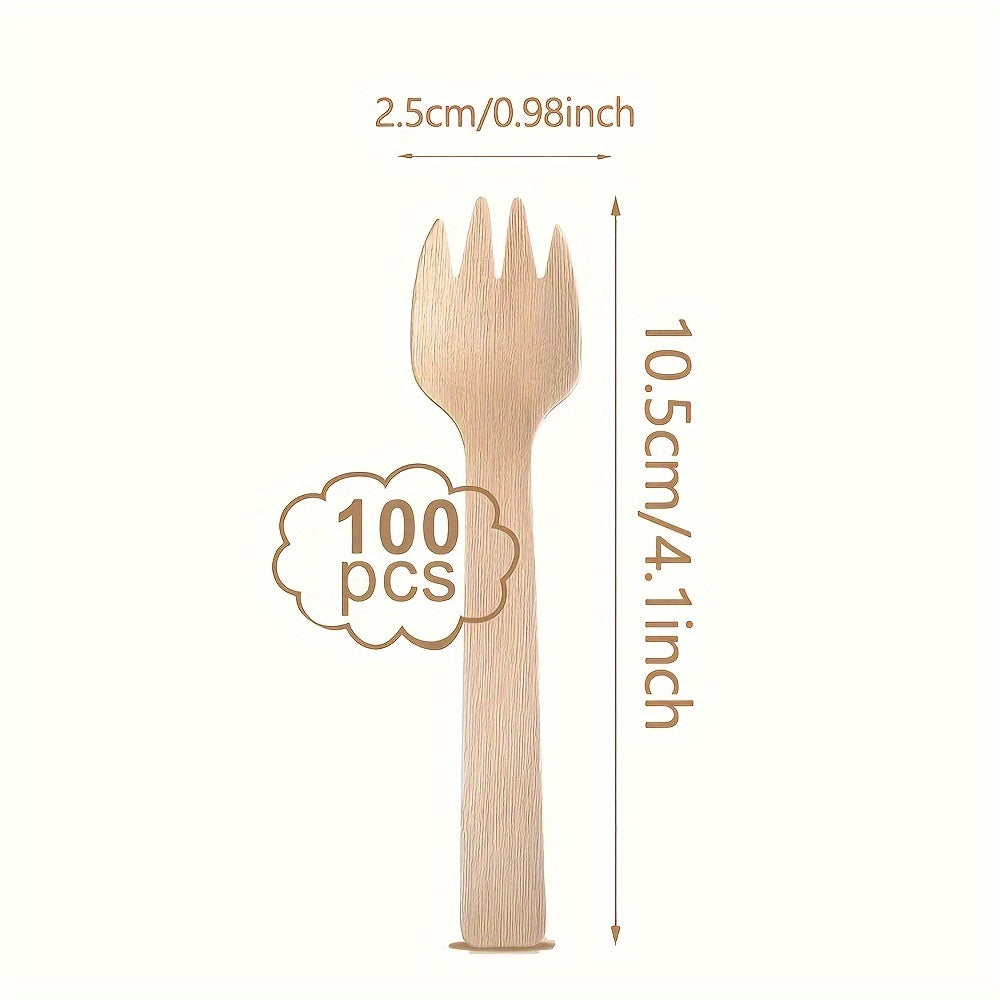 100 dona bir martalik qozon yog'ochidan yasalgan mini vilkalar, o'lchami 10.16 sm, Mardi Gras, bitiruv, tug'ilgan kunlar, Rojdestvo, to'ylar va tabiatda dam olish kabi tadbirlar uchun mukammal. Tort, shirinlik va muzqaymoq xizmat qilish uchun ideal.