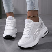 Women'S Mesh Casual Sneakers with Cushioned Air Sole, White, Low-Top, Comfortable Walking Shoes
