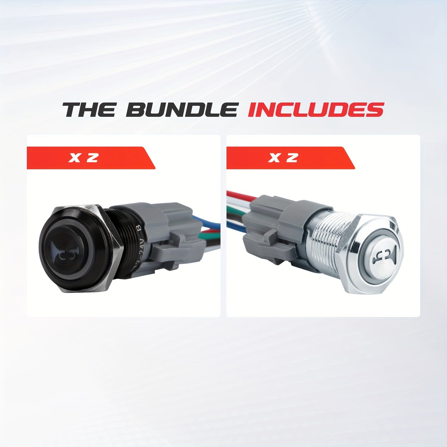 Universal 12V Car Horn Button Instant Switch Tail Plug Cable Bundle