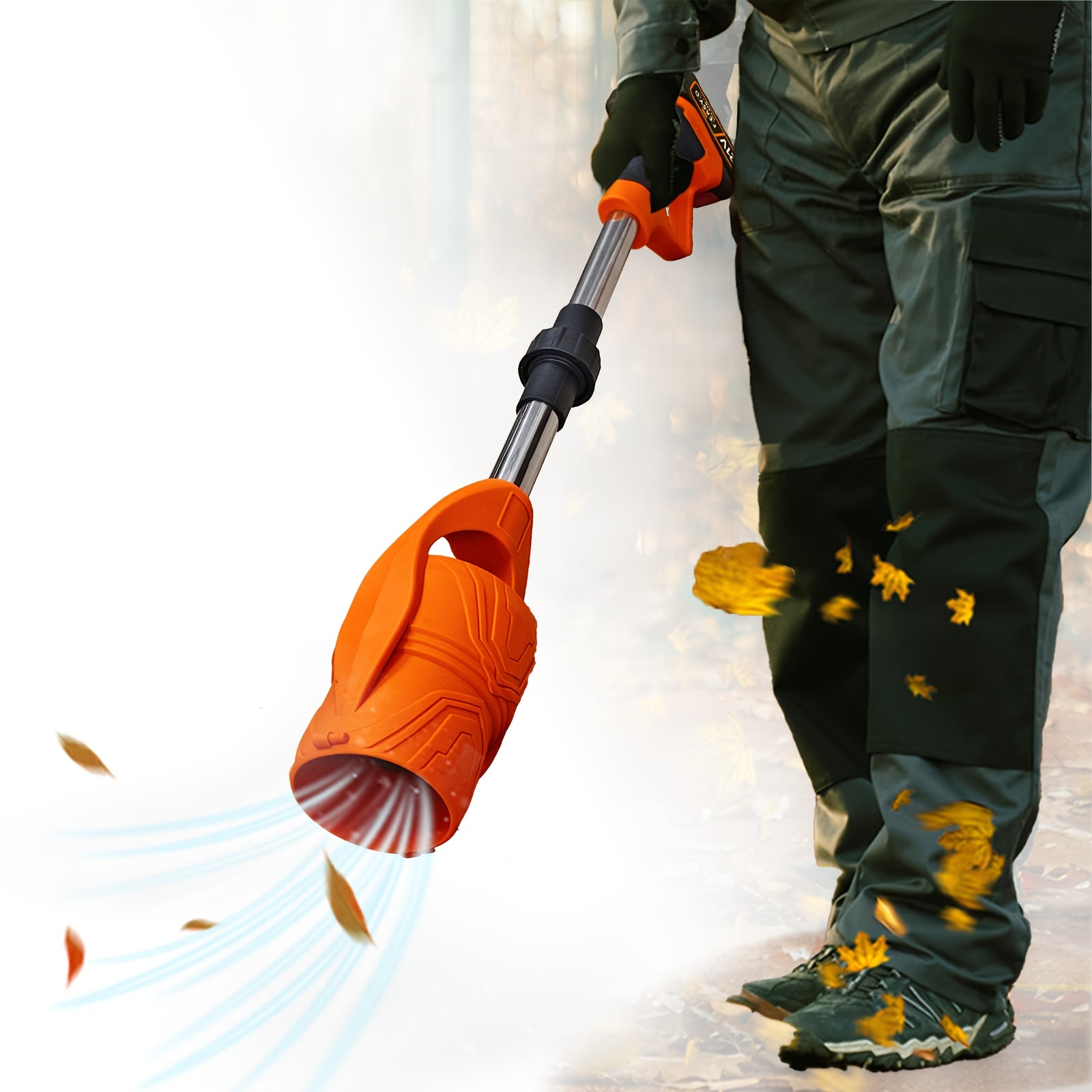 Wireless Lithium Battery Leaf Blower for Yard Cleanup, Orange and Black