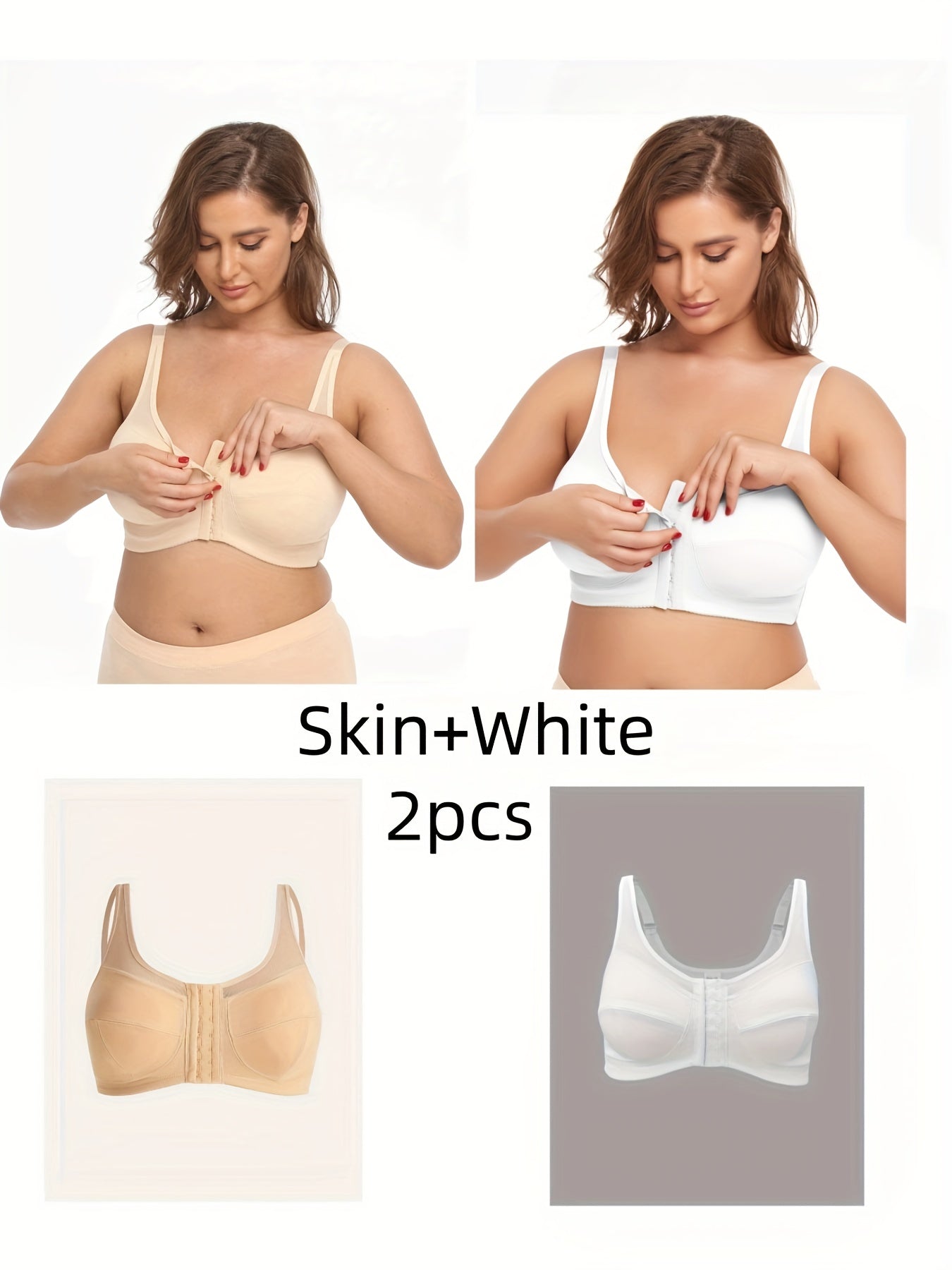 Women Plus Size Solid Color Sports Bras Breathable Comfortable 2 Pack