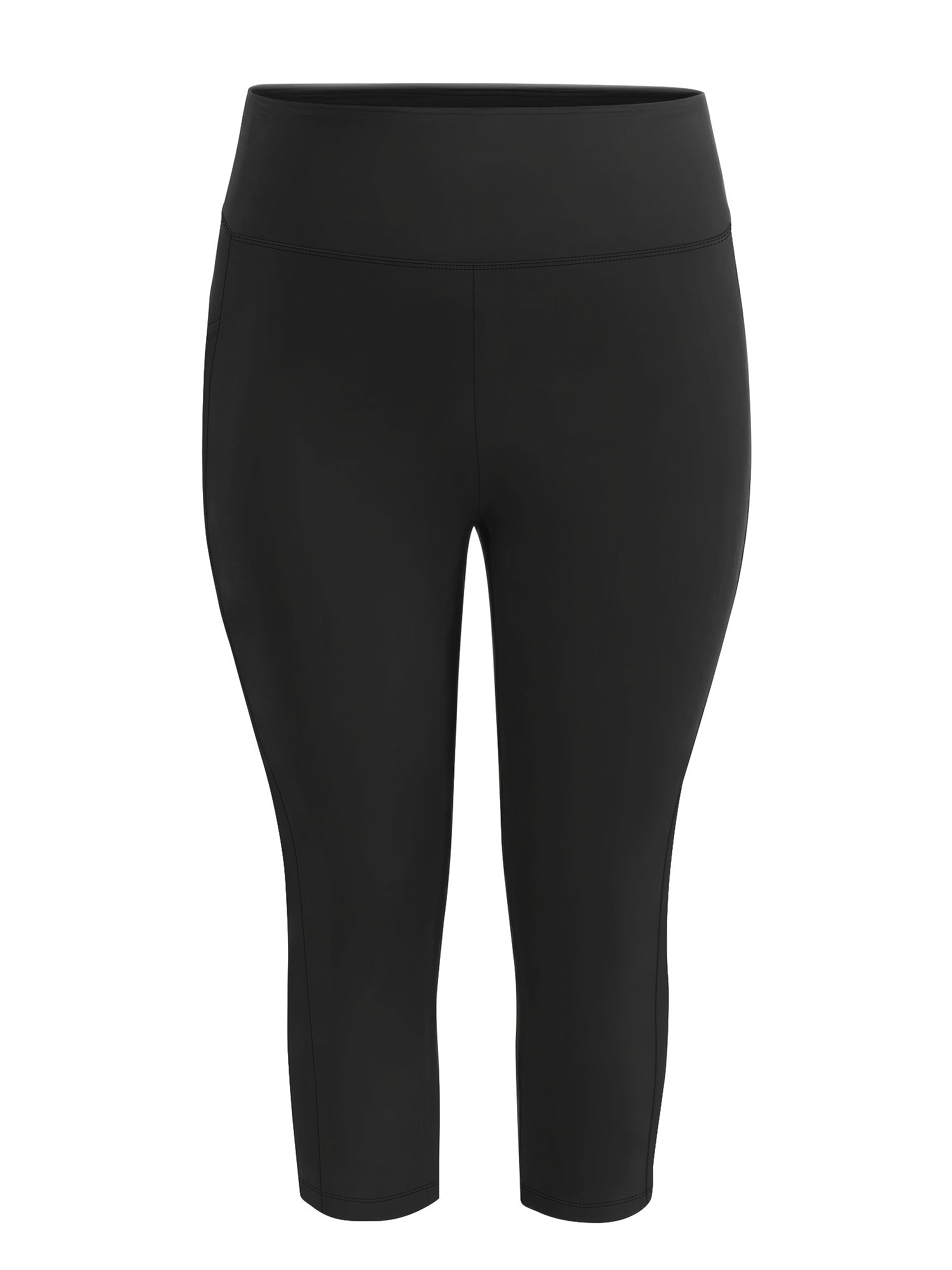 Women's Plus Size High-Waist Capri Leggings Stretchy Comfort Pockets