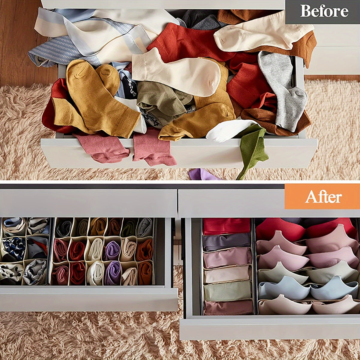 Foldable Non-Woven Fabric Storage Boxes for Underwear Socks and Clothing Organizers