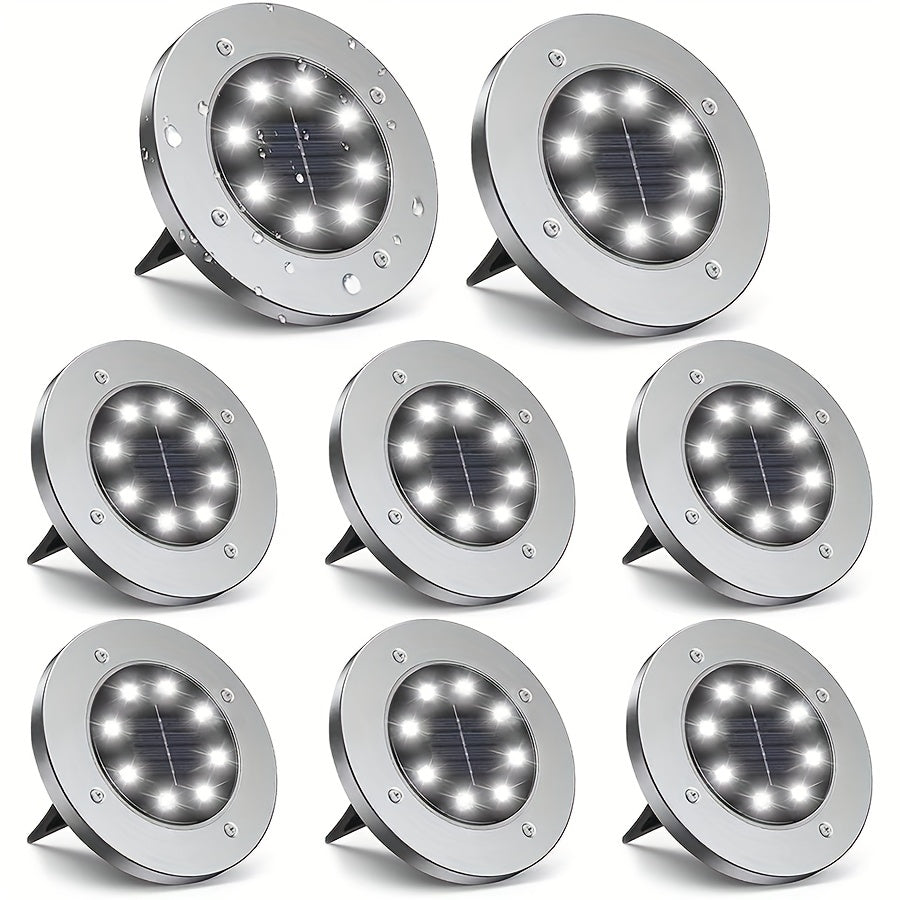 Pack of 4/8/12 Solar Outdoor Ground Lights with 8 LED Pathway Garden Yard Lighting