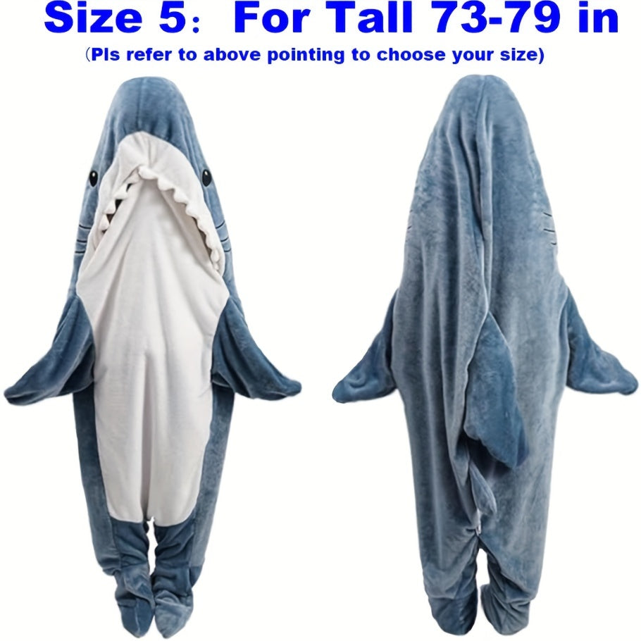 Kids Shark Hoodie Blanket Cozy Flannel Sleep Sack Blue