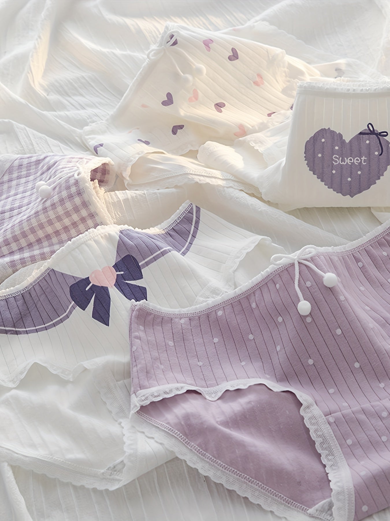 Women's Cotton Seamless Allover Print Briefs 5-Pack Breathable Comfortable Lingerie