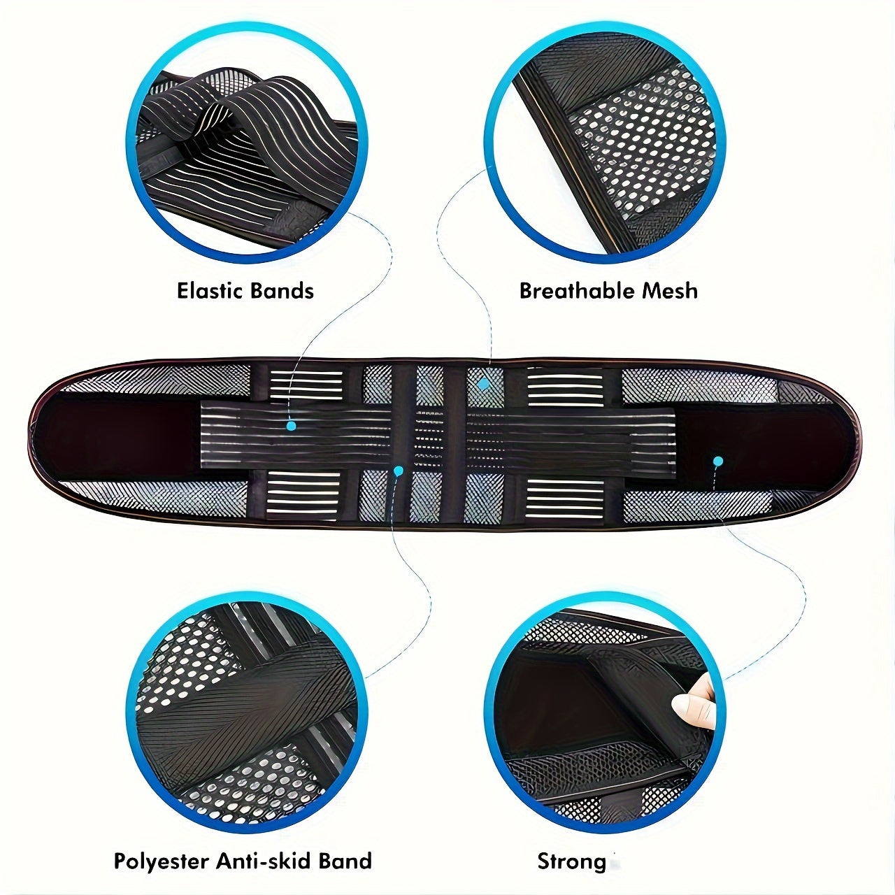 Cinturilla de soporte con malla transpirable y refuerzo de placa de acero para deportes y fitness