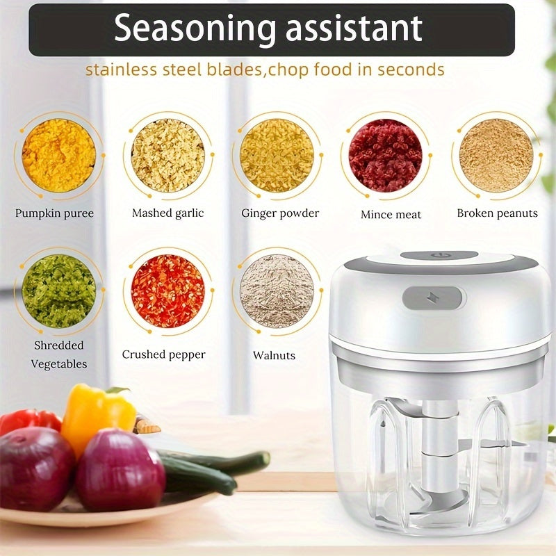 USB Rechargeable Garlic Mixer 250ml Small Automatic Kitchen Tool in Multiple Colors