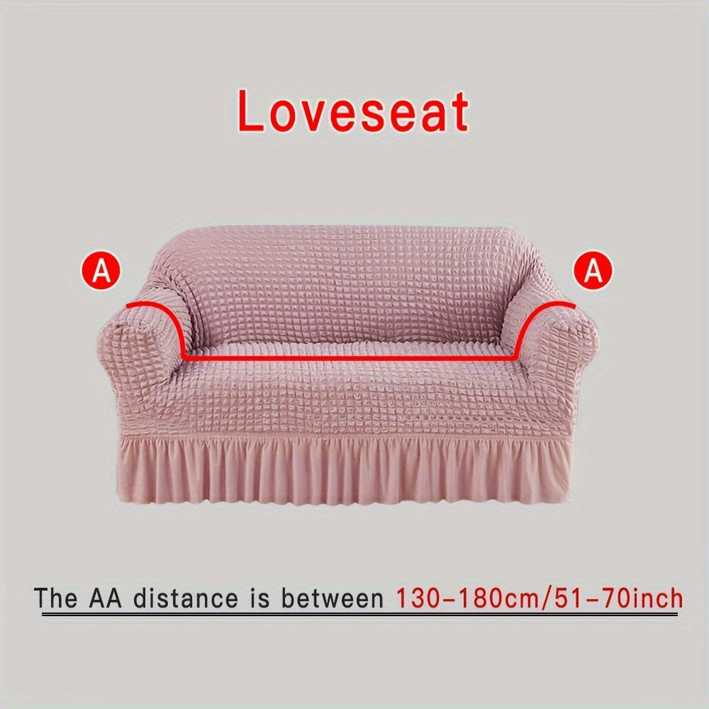 Beige Elastic Sofa Cover Fits All Sizes Machine Washable Living Room