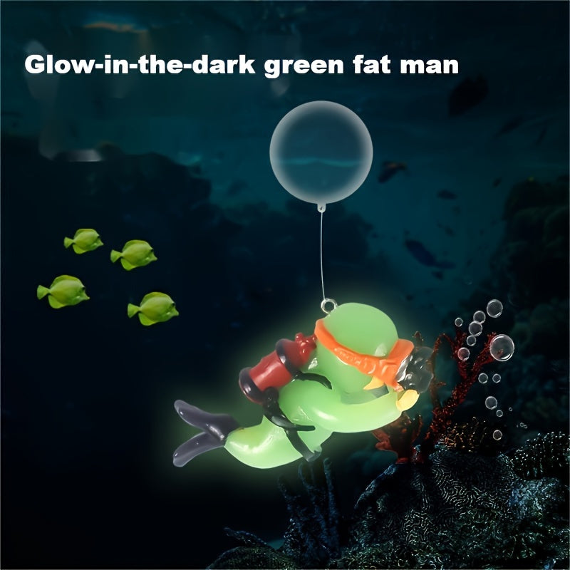 Glow-in-the-Dark Diver Aquarium Ornament with Fluorescent Colors for Fish Tank Decor