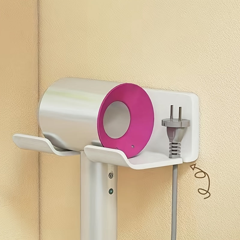 Wall Mount Hair Dryer Holder with Plug Hook for Organizing Styling Tools