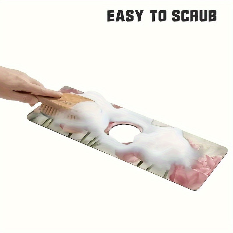 Floral Diatomaceous Earth Faucet Mat Non-Slip Absorbent for Kitchen Bathroom Counter