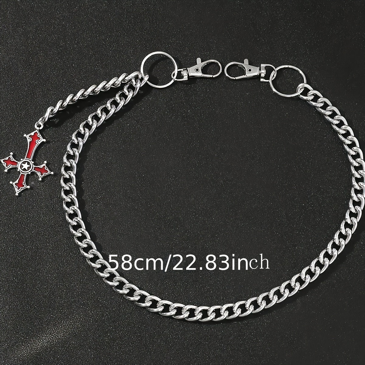 Iron Alloy Cross Pendant Chain for Men Casual Pants Accessory