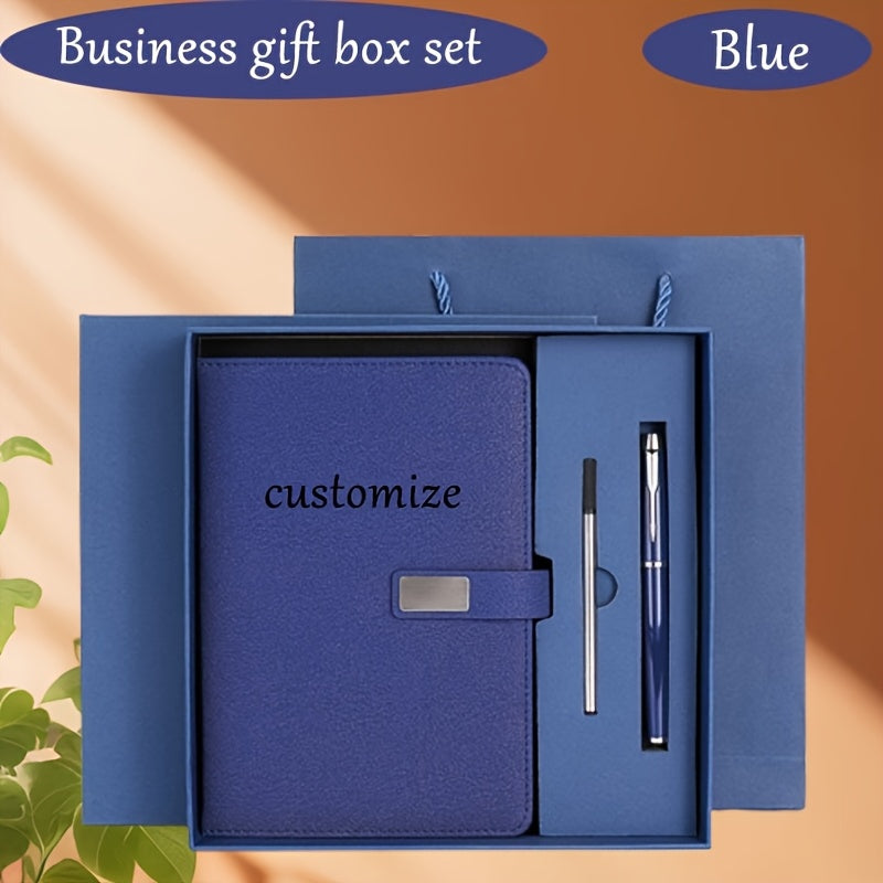 Customizable A5 Notepad Gift Set with Red Business Stationery Box and Metal Pen