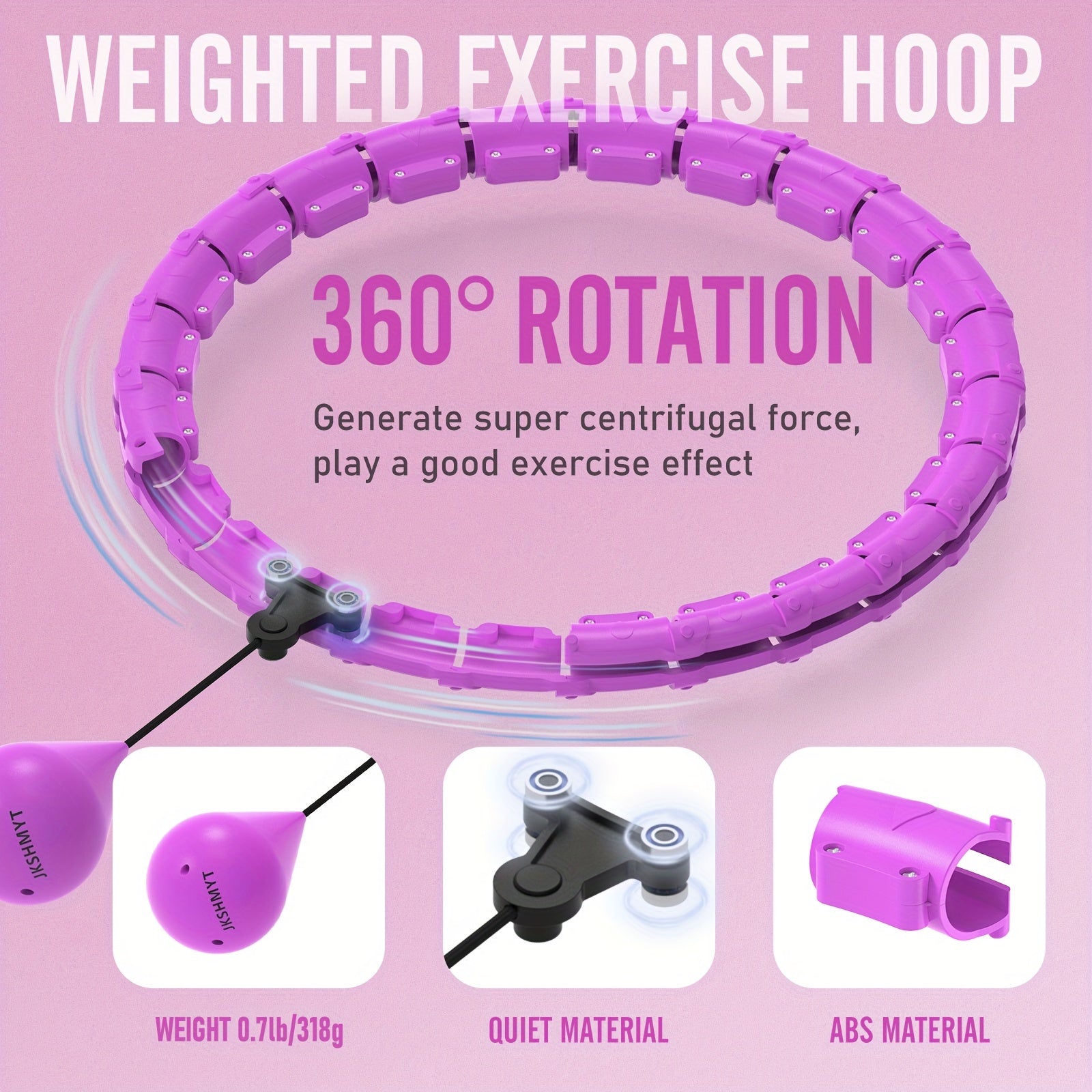 24-Section Detachable Fitness Hoop 47In/120cm Pilates Exercise Ring for Weight Loss and Slim Waist