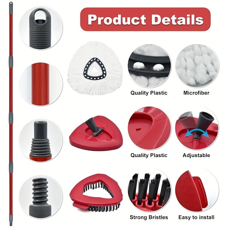 Metall tutqich va temir pole bilan mikrotoʻlqinli Spin Mop almashtirish boshliqlari