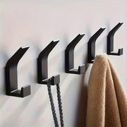 No-Drill Wall Hooks Set of 5 with Dual Hooks for Towels Coats Keys Bathroom Kitchen Organizing