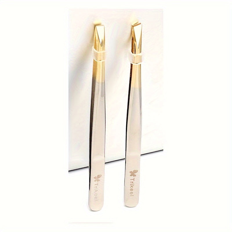 Unisex Stainless Steel Tweezer Set for Hair and Eyebrows, Horizontal or Diagonal Jaws