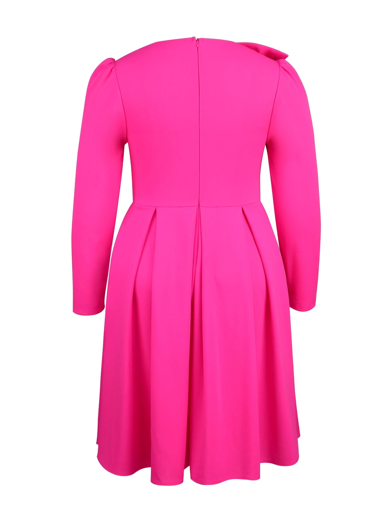 Women's Midi Dress Polyester A-Line V-Neck Bow Detail Long Sleeve All-Season