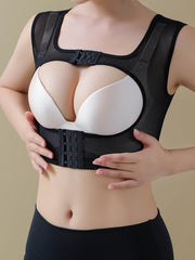 Women's Supportive Nylon Back Bra with Dual Front Hooks and Side Breast Support