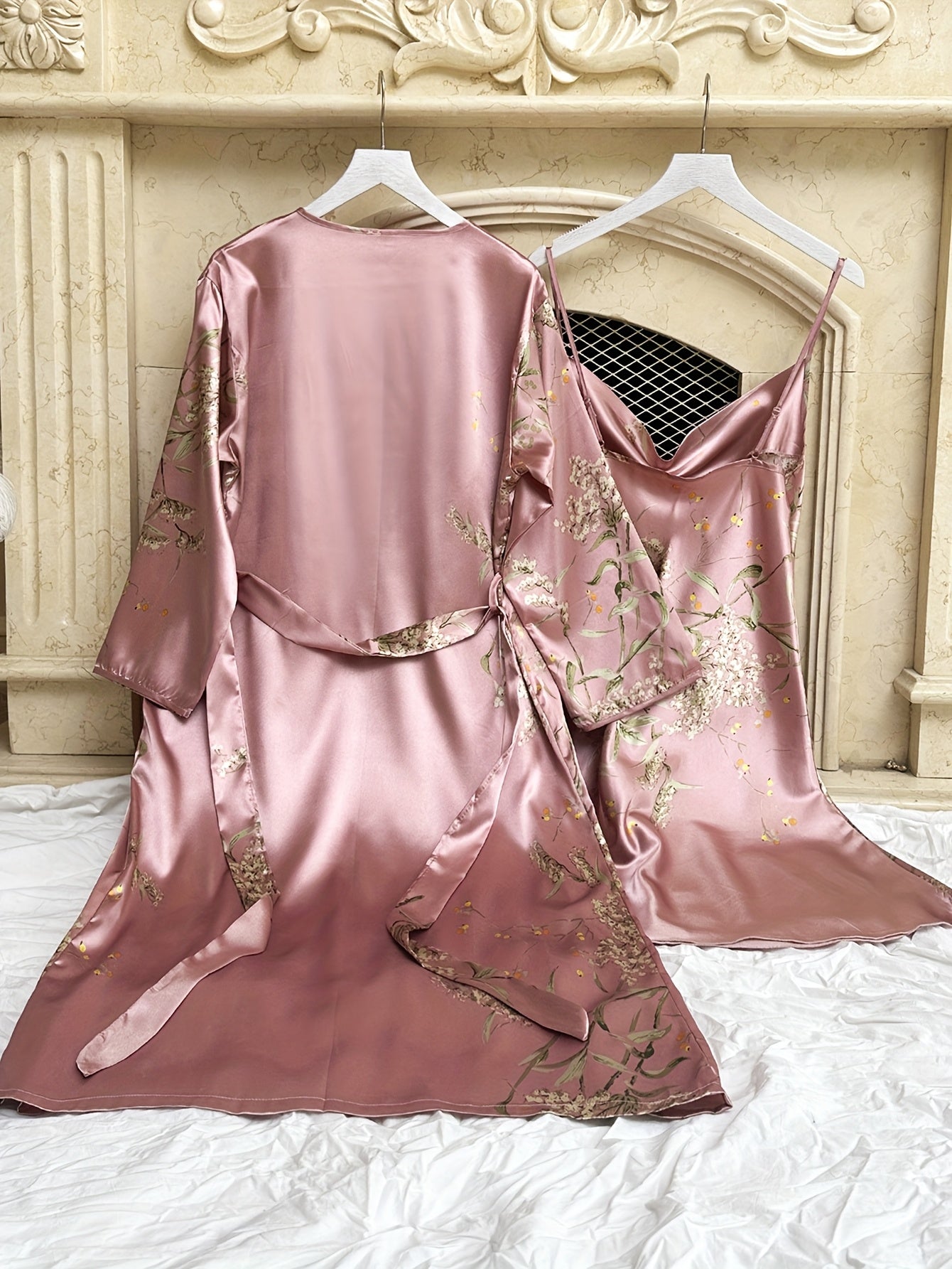 Женский набор из полиэстера: халат из 2 предметов с капюшоном, топ и халат для сна и отдыха, дышащий комплект ночной одежды