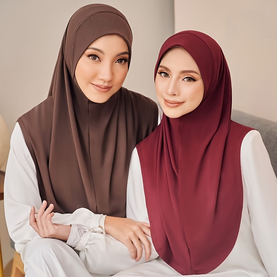 Women's Solid Color Amira Hijab Breathable Lightweight Muslim Headscarf