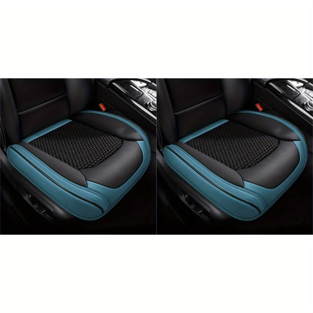 Funda de cojín de asiento de coche cuadrada de cuero sintético transpirable y de secado rápido, universal