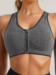 Sujetador deportivo para mujer de alto soporte con cremallera, naranja, de secado rápido, inalámbrico, con almohadillas removibles