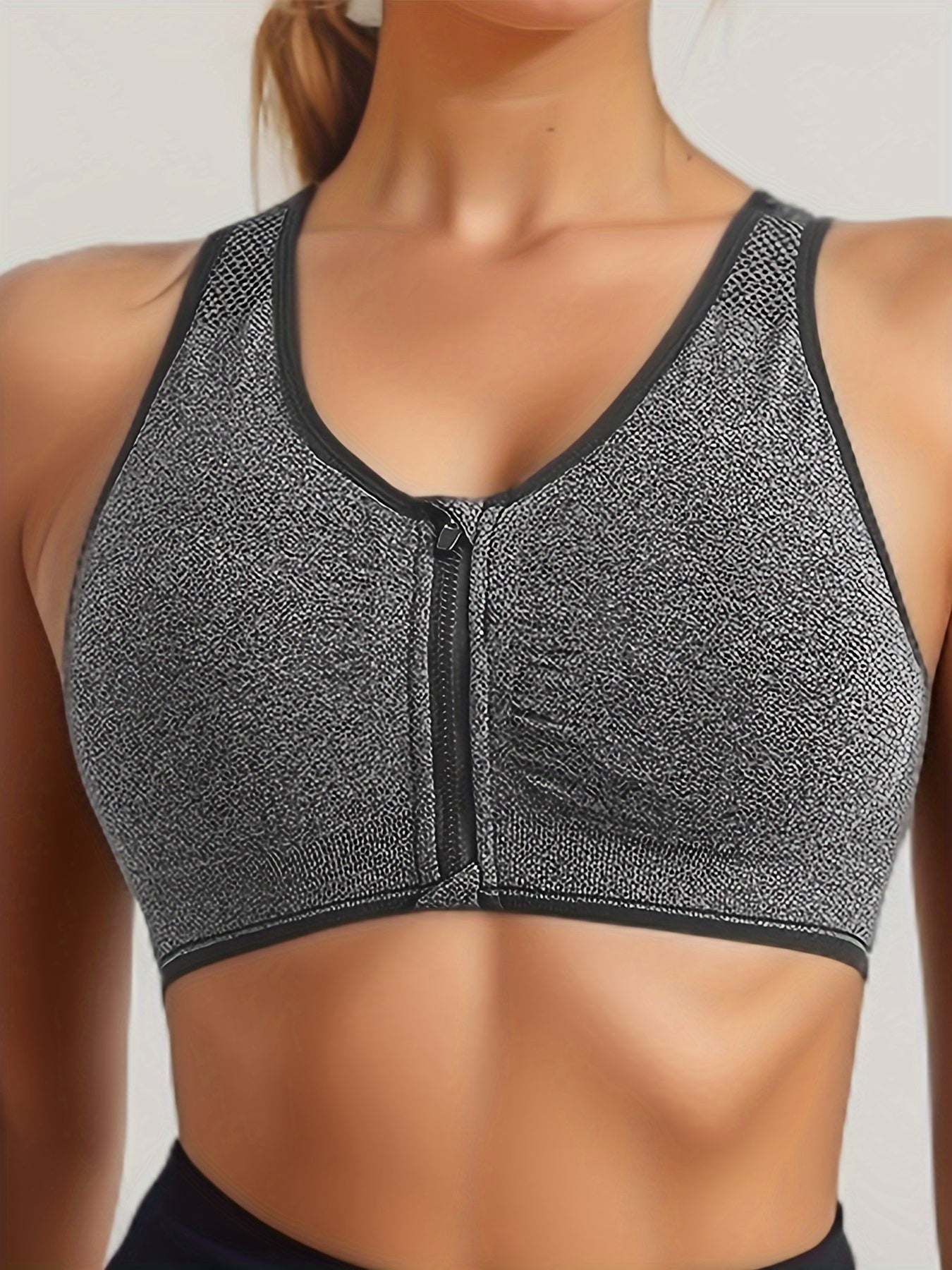 Sujetador deportivo para mujer de alto soporte con cremallera, naranja, de secado rápido, inalámbrico, con almohadillas removibles