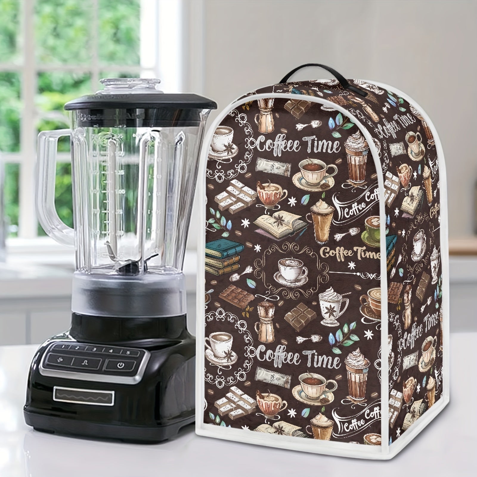 Cubierta de mezclador de café de dibujos animados, protector universal a prueba de polvo para procesador de alimentos con asa