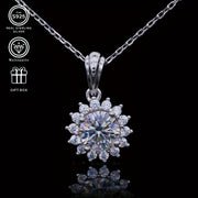 Sunflower Moissanite Jewelry Set in Silver Plating with 1CT Pendant and 0.5CT Earrings for Women