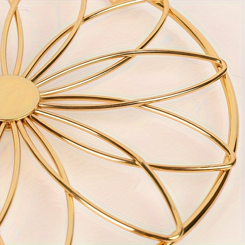 Dekorativ zanglamaydigan po'latdan yasalgan trivet bo'sh gul dizayni bilan, issiqlikka chidamli, sirpanmaydigan oshxona aksessuari