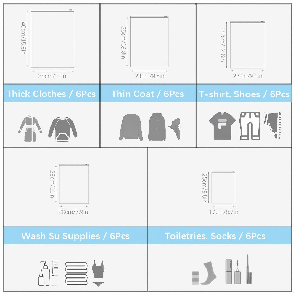 Набор из 30 матовых дорожных сумок для хранения одежды и обуви с застежкой-молнией. Эти высококачественные, удобные и безопасные большие сумки идеально подходят для организации багажа, одежды, обуви и косметики. Многоразовые и экономящие место мешки.