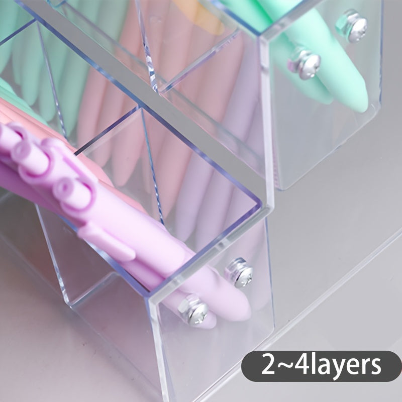 Acrylic Transparent Storage Rack with 5-Grid Partition for Cosmetics and Office Use