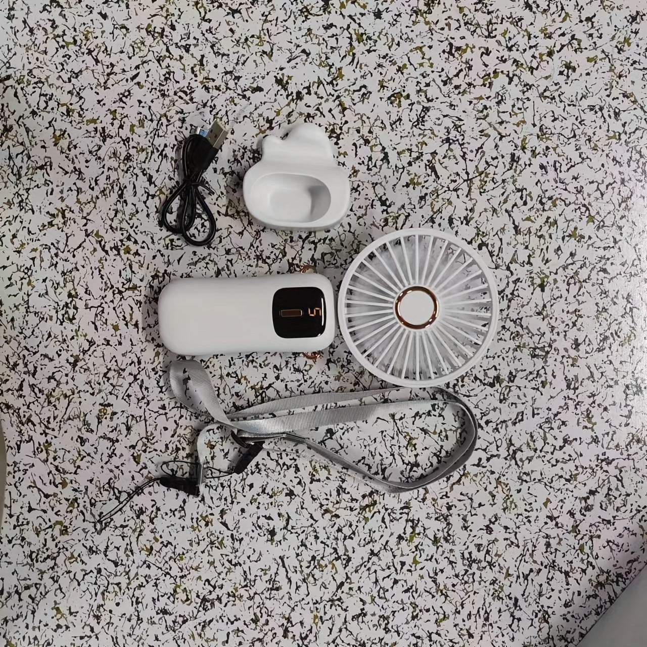 Rechargeable Handheld Fan with 5 Speeds, LED Display, Foldable, Portable