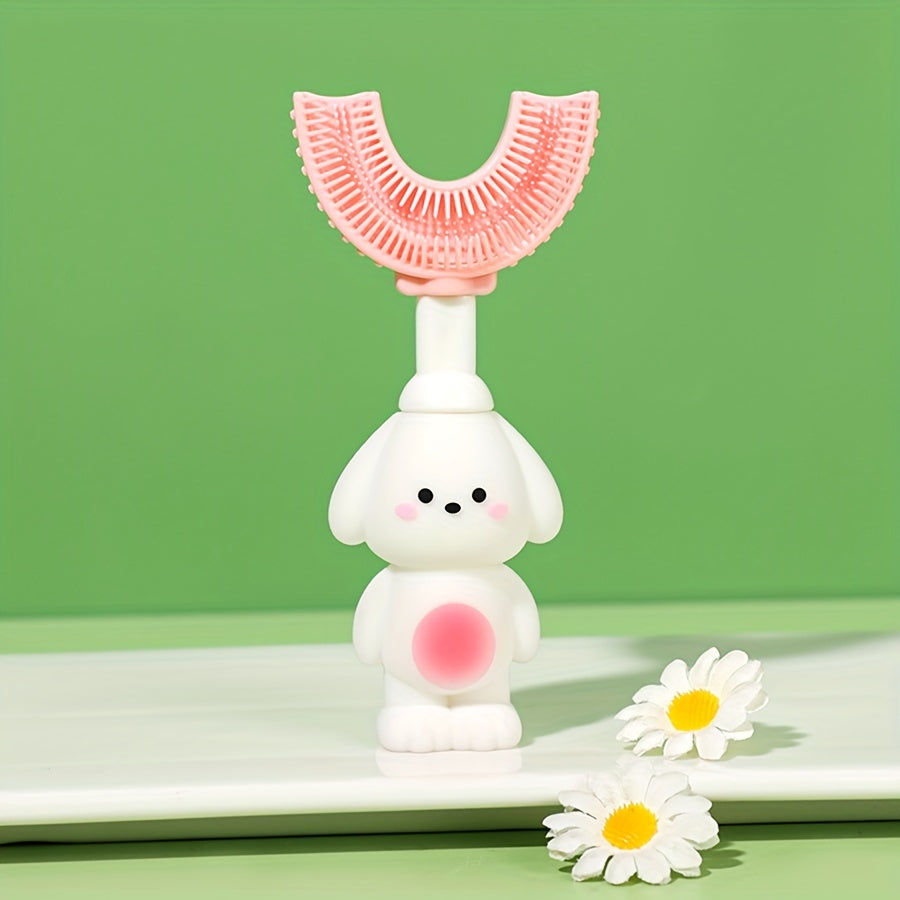 Kids Silicone U-Shaped Toothbrush for Children 3+ Durable Cartoon Dog Design